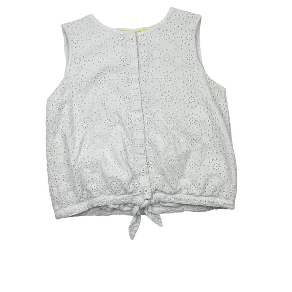 Boden White Eyelet Tie Top